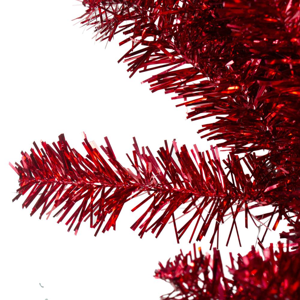 24" Metallic Red Artificial Double Tinsel Christmas Wreath - Unlit. Picture 3