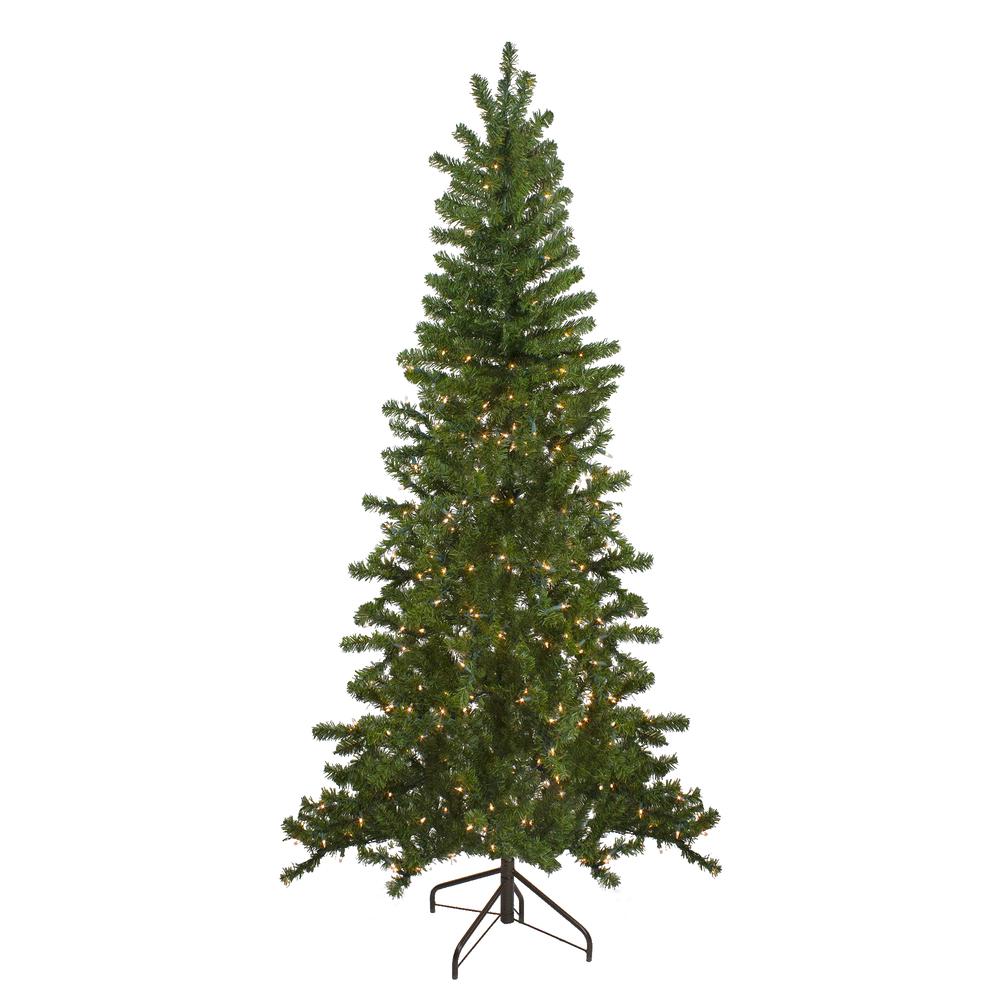 6.5' Pre-Lit Canadian Pine Slim Artificial Christmas Wall Tree - Clear Lights. Picture 1