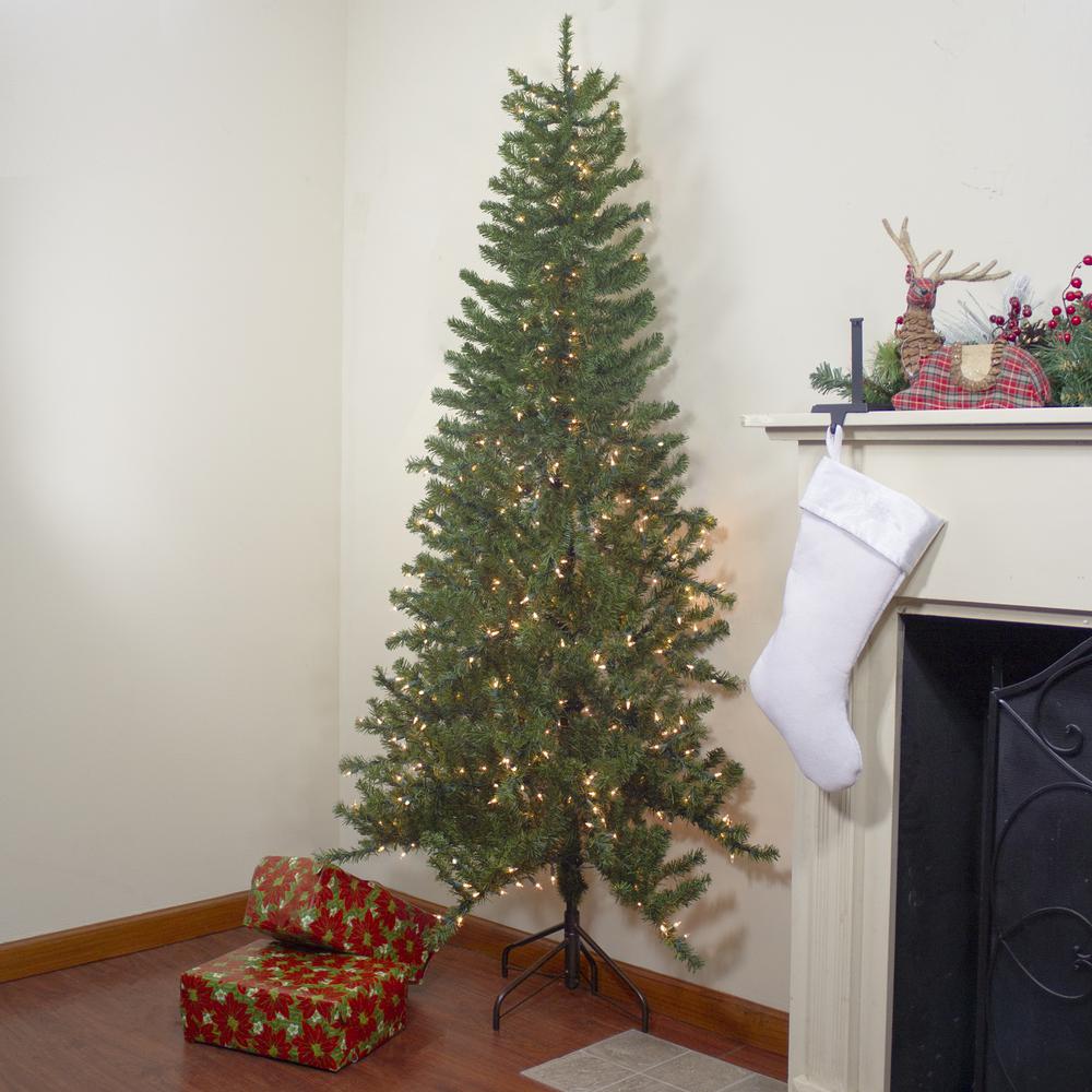 6.5' Pre-Lit Canadian Pine Slim Artificial Christmas Wall Tree - Clear Lights. Picture 2