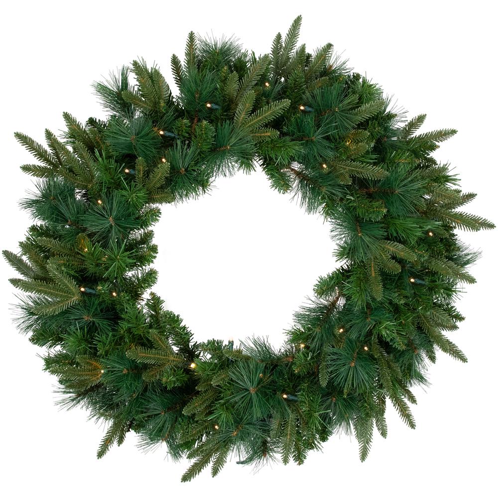 Green Mixed Rosemary Emerald Angel Pine Christmas Wreath - 30-Inch Clear Lights. Picture 1