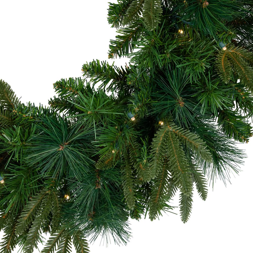 Green Mixed Rosemary Emerald Angel Pine Christmas Wreath - 30-Inch Clear Lights. Picture 4