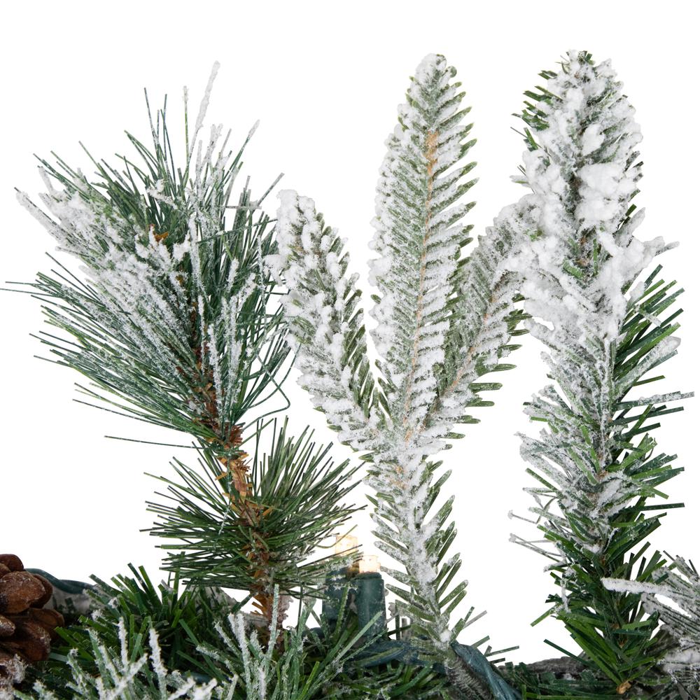 Mixed Rosemary Pine Christmas Garland - 9' x 14" White LED Lights. Picture 7
