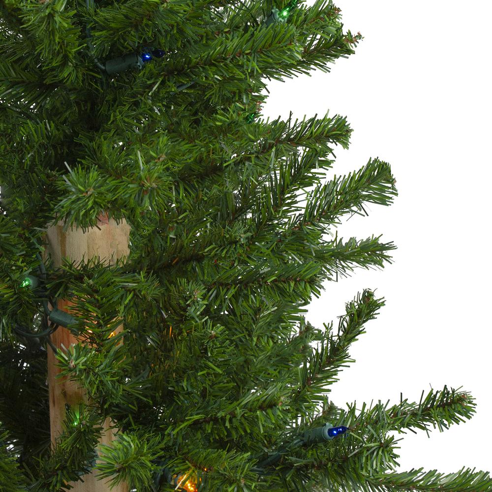 Set of 3 Pre-Lit Slim Alpine Artificial Christmas Trees 5' - Multicolor Lights. Picture 4