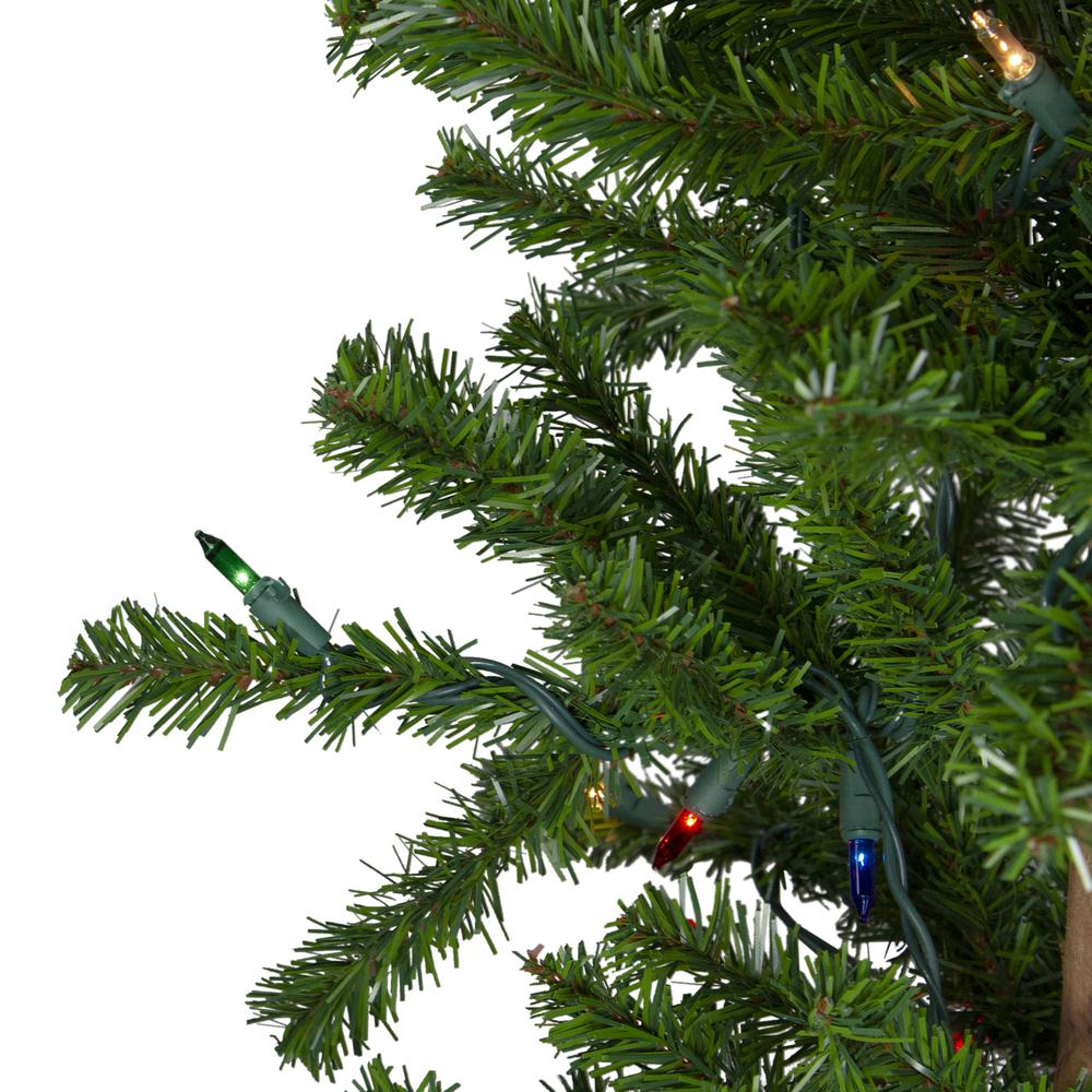 Set of 3 Pre-Lit Slim Alpine Artificial Christmas Trees 5' - Multicolor Lights. Picture 5