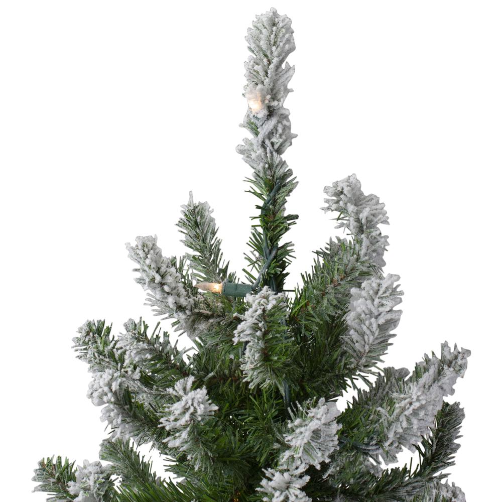 4ft Pre-Lit Flocked Alpine Artificial Christmas Tree  Clear Lights. Picture 5
