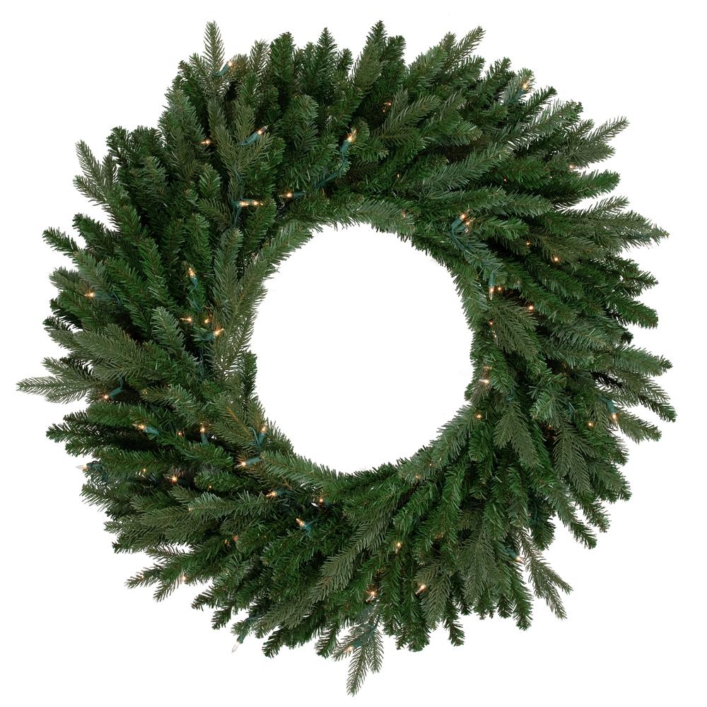 Real Touch Grande Spruce Artificial Christmas Wreath - 48" - Clear Lights. Picture 1