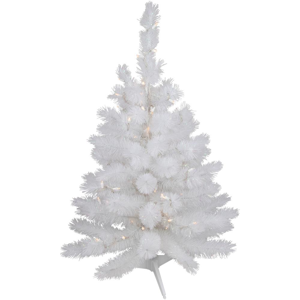 3' Pre-Lit White Alaskan Pine Artificial Christmas Tree  Warm White LED Lights. Picture 1