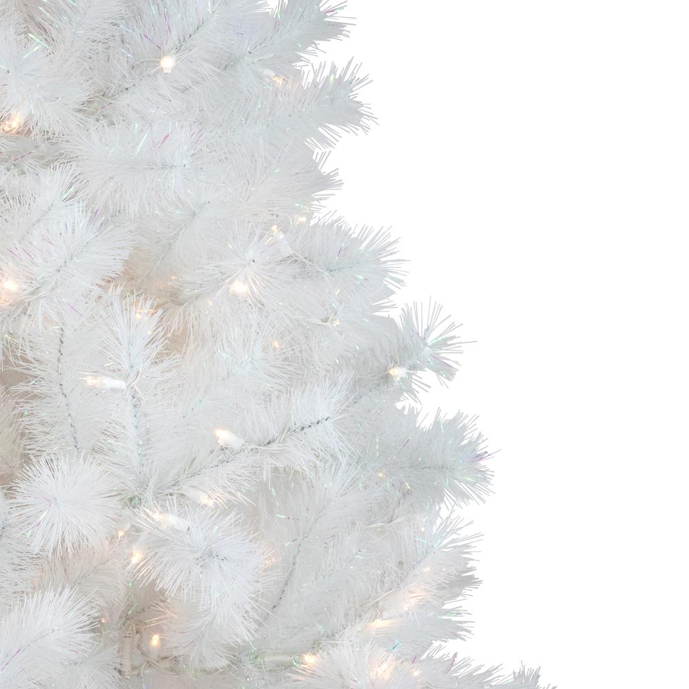 7.5' Pre-Lit White Alaskan Pine Artificial Christmas Tree  Warm White LED Lights. Picture 4