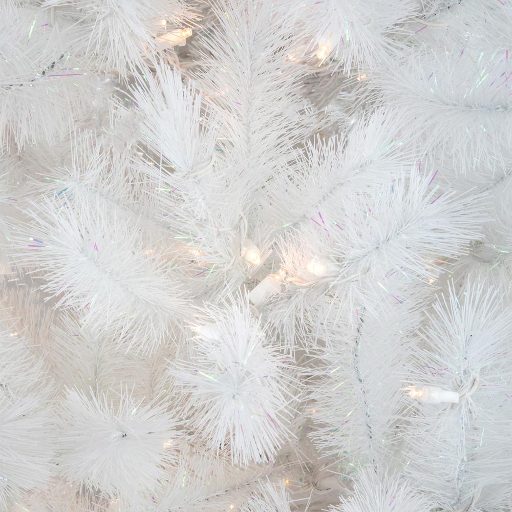 7.5' Pre-Lit White Alaskan Pine Artificial Christmas Tree  Warm White LED Lights. Picture 3