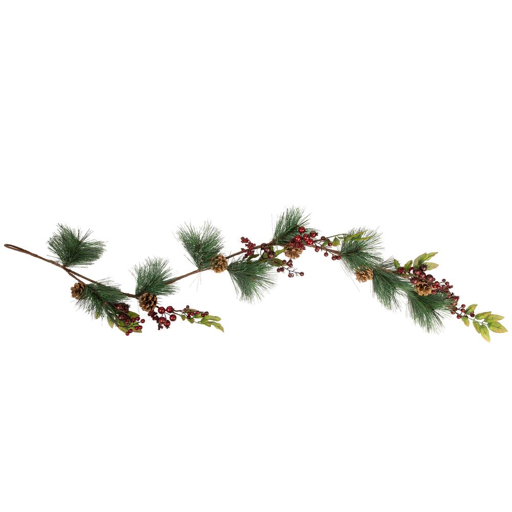 4.5' x 5.5" Green and Red Snow Dusted Artificial Christmas Garland - Unlit. Picture 1