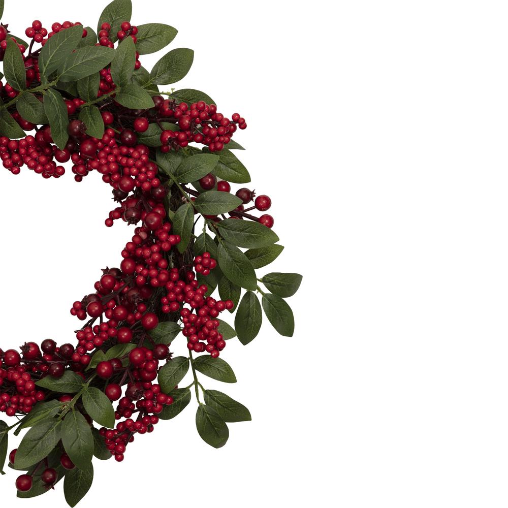 Lush Berry and Leaf Artificial Christmas Wreath  18-Inch  Unlit. Picture 4