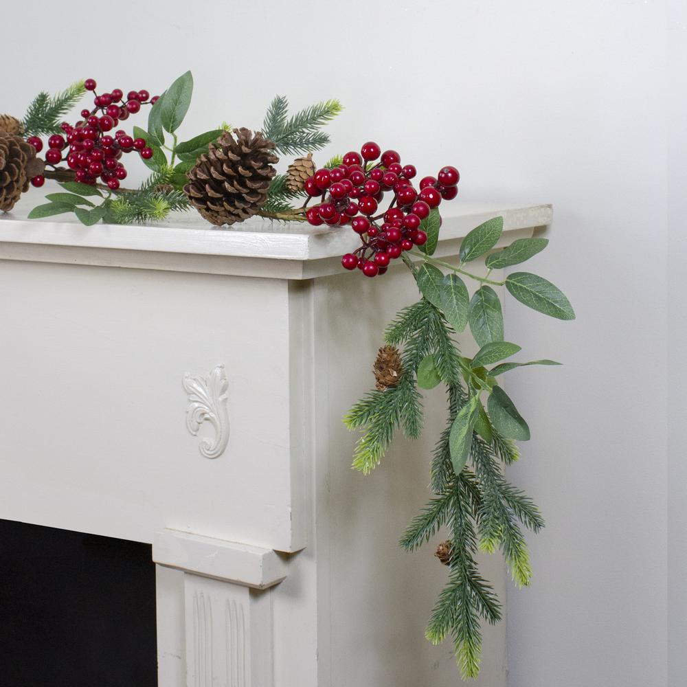 5' x 4.75" Pine Springs Berries and Pine Cones Christmas Garland - Unlit. Picture 2