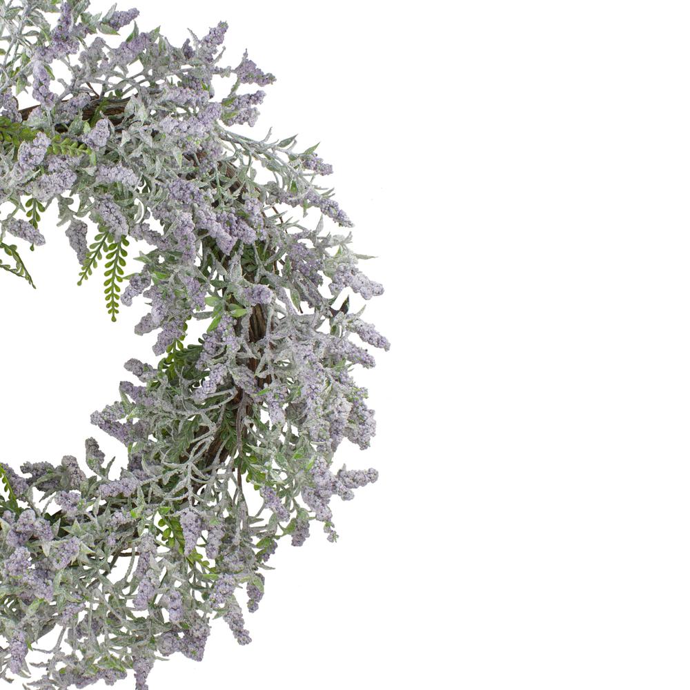 Lavender and Leaves Spring Floral Artificial Wreath  Purple - 22-Inch. Picture 2