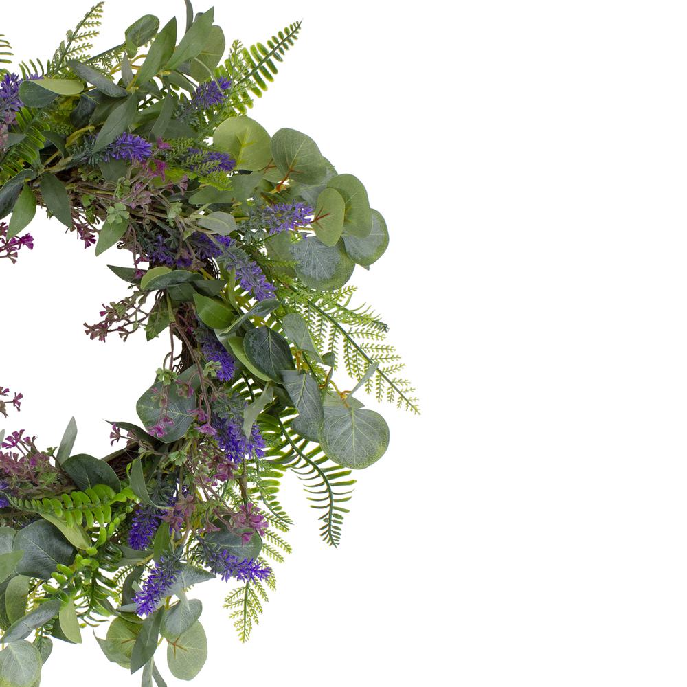 Lavender and Mixed Foliage Artificial Floral Spring Wreath  Purple and Green - 22-Inch. Picture 2