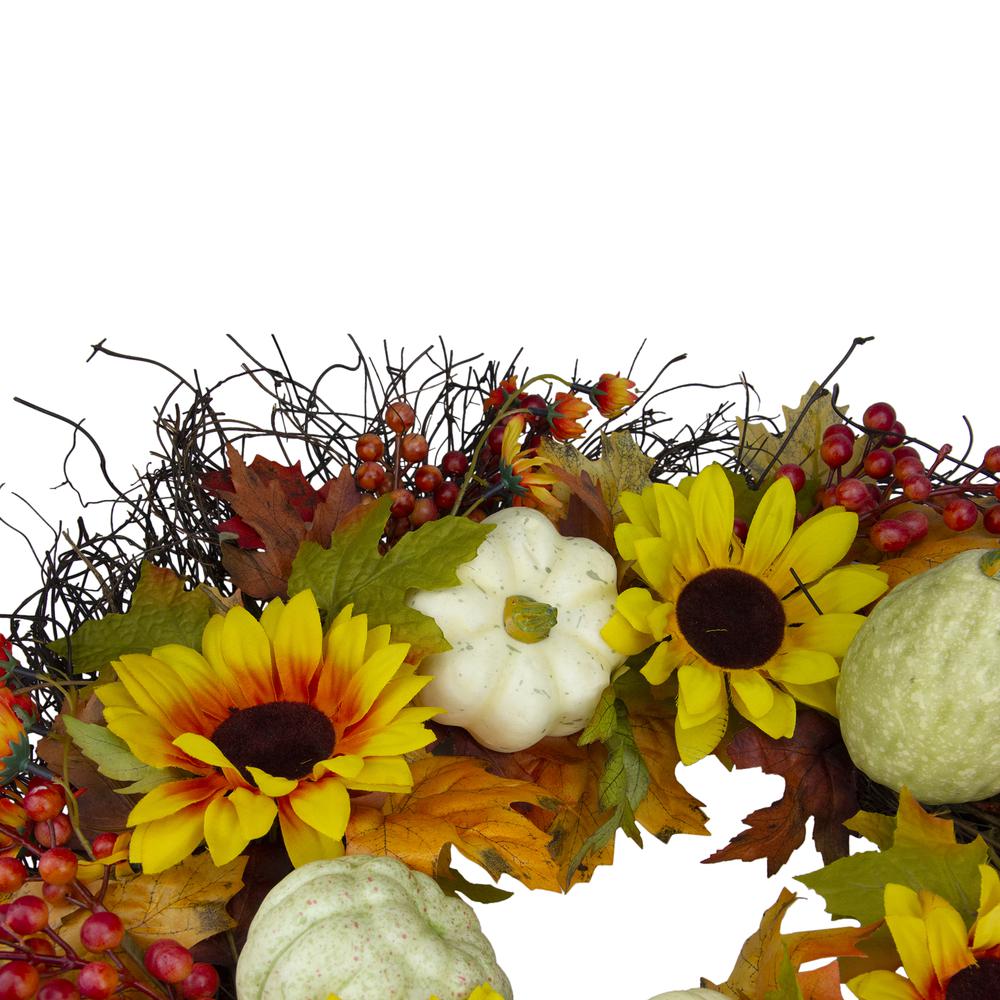 Sunflowers and Gourds Artificial Thanksgiving Wreath - 26-Inch  Unlit. Picture 3