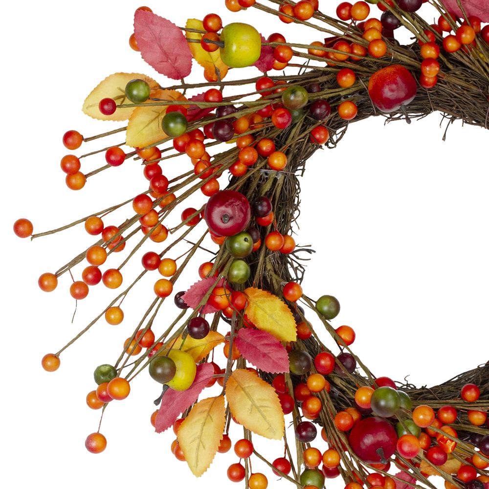 Berries and Apples Foliage Twig Artificial Thanksgiving Wreath - 18-Inch  Unlit. Picture 2