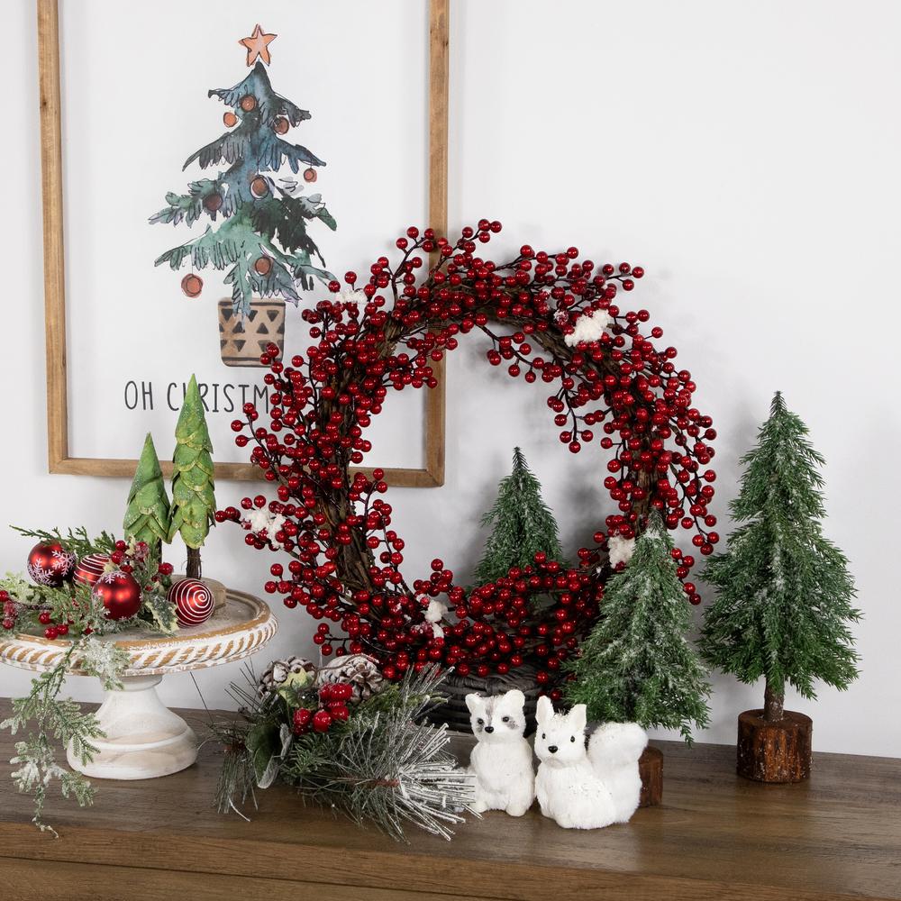 Red Berry with Frosted Accents Artificial Christmas Wreath  18-Inch  Unlit. Picture 2