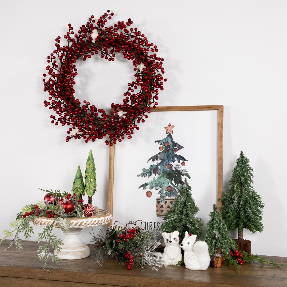 Red Berry with Frosted Accents Artificial Christmas Wreath  18-Inch  Unlit. Picture 3