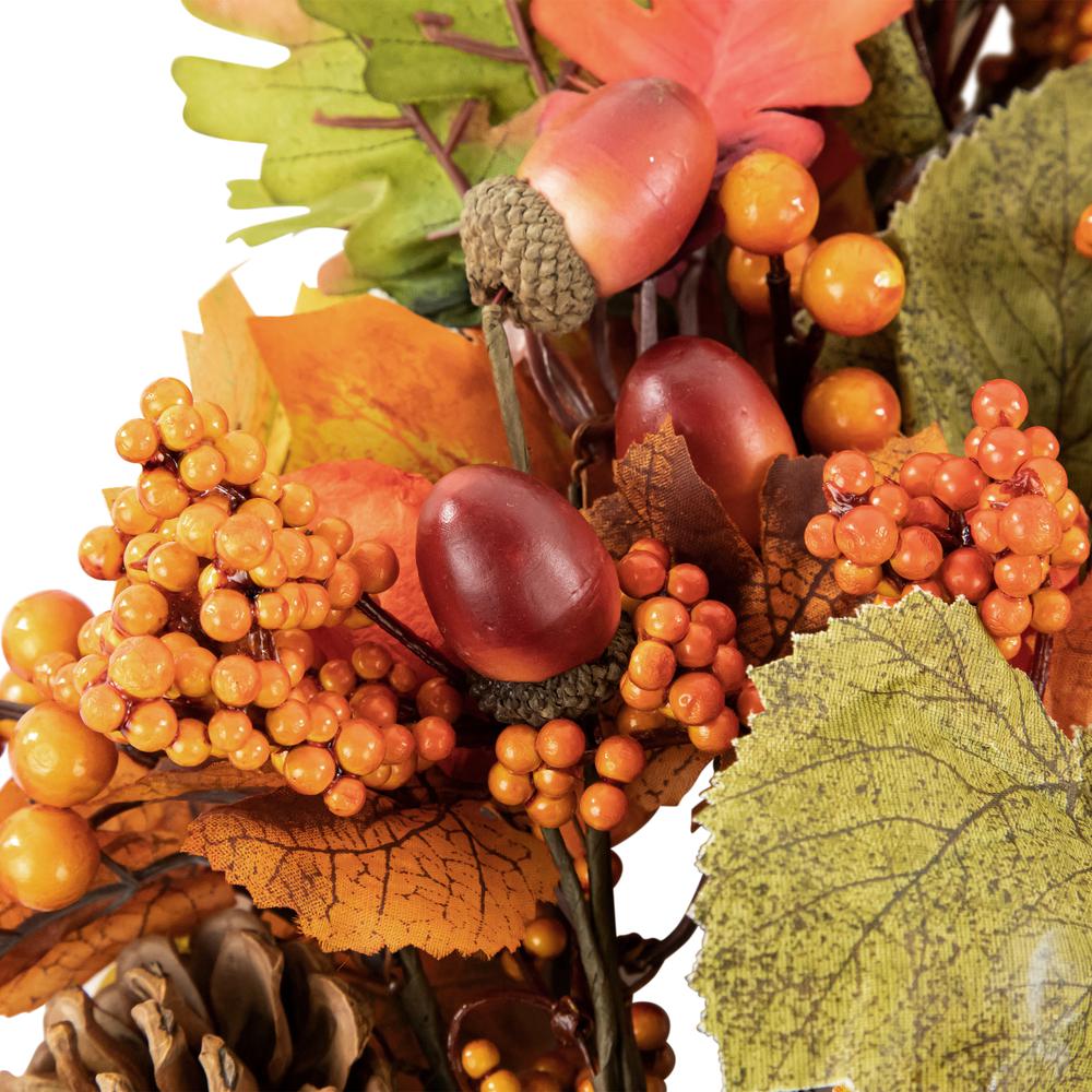 Brown and Orange Leaves and Berries Fall Harvest Wreath  20-Inch. Picture 4