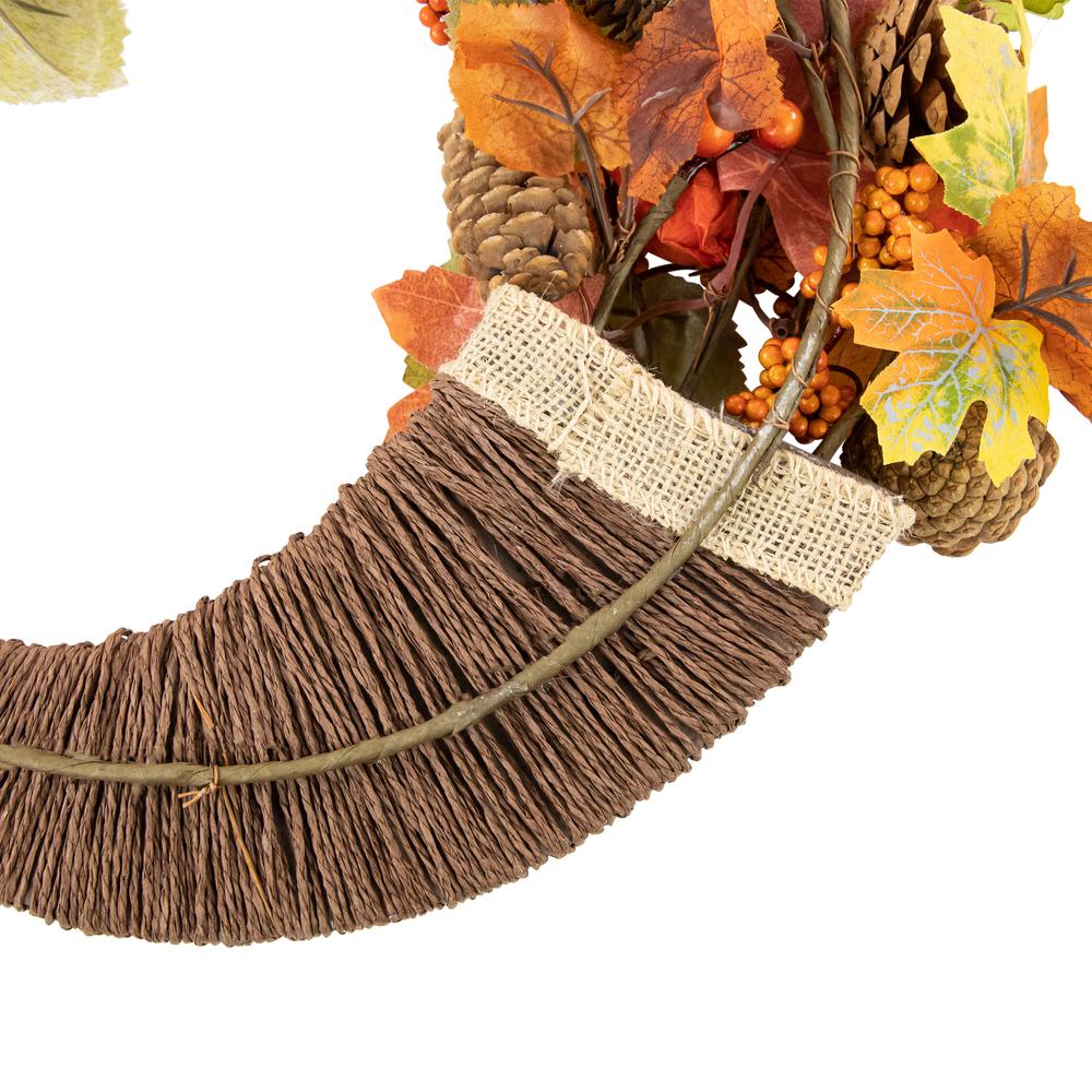 Brown and Orange Leaves and Berries Fall Harvest Wreath  20-Inch. Picture 5