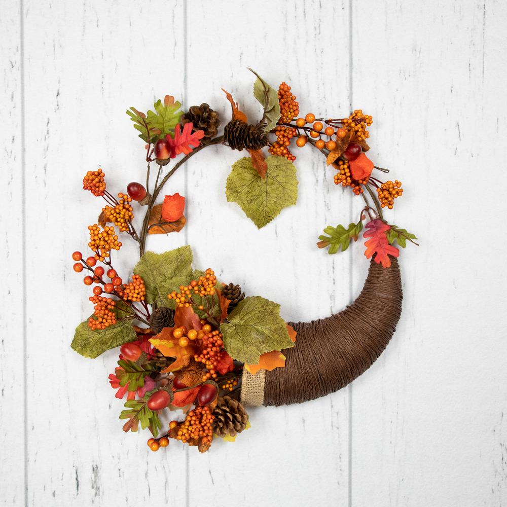 Brown and Orange Leaves and Berries Fall Harvest Wreath  20-Inch. Picture 6