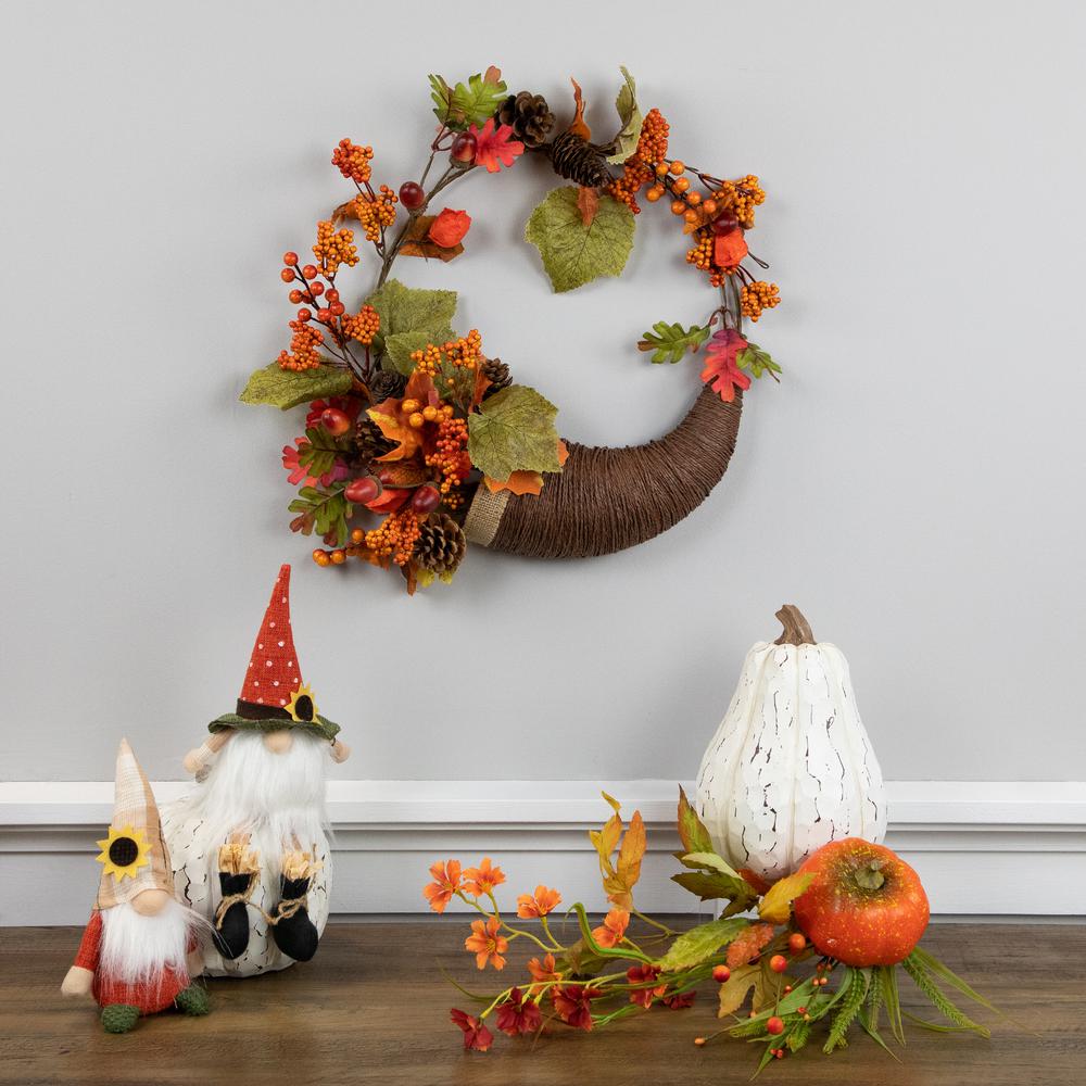 Brown and Orange Leaves and Berries Fall Harvest Wreath  20-Inch. Picture 3