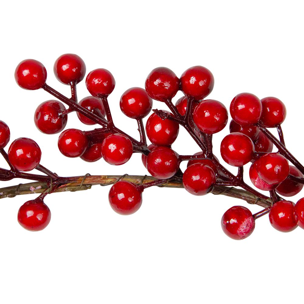 5' Shiny Red Berries Artificial Twig Christmas Garland - Unlit. Picture 3
