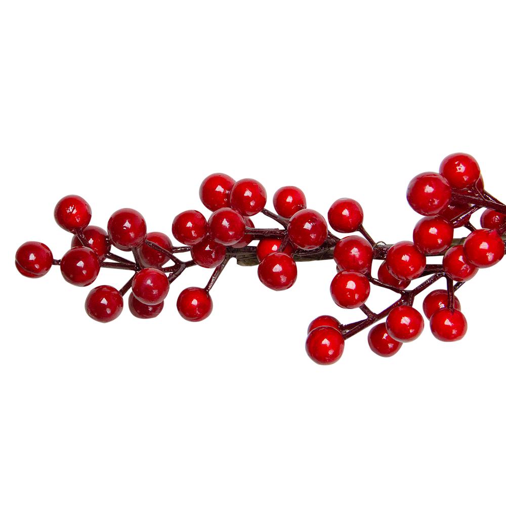 5' Shiny Red Berries Artificial Twig Christmas Garland - Unlit. Picture 5