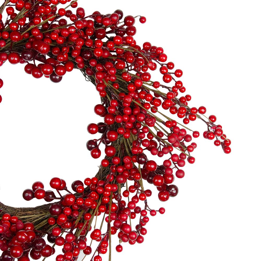 Red Berry Artificial Christmas Twig Wreath - 20-Inch  Unlit. Picture 3