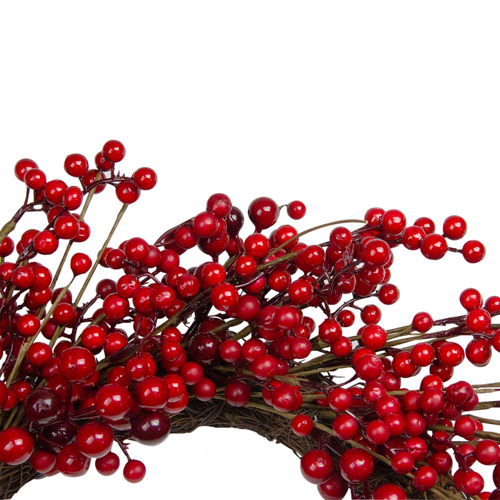 Red Berry Artificial Christmas Twig Wreath - 20-Inch  Unlit. Picture 4