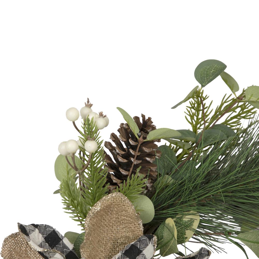 Magnolia and Frosted Pine Cones Artificial Christmas Wreath -  22-Inch  Unlit. Picture 3