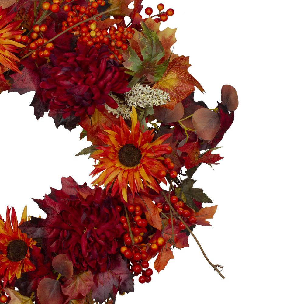 Leaves and Flowers Fall Harvest Wreath - 24-Inch  Unlit. Picture 3