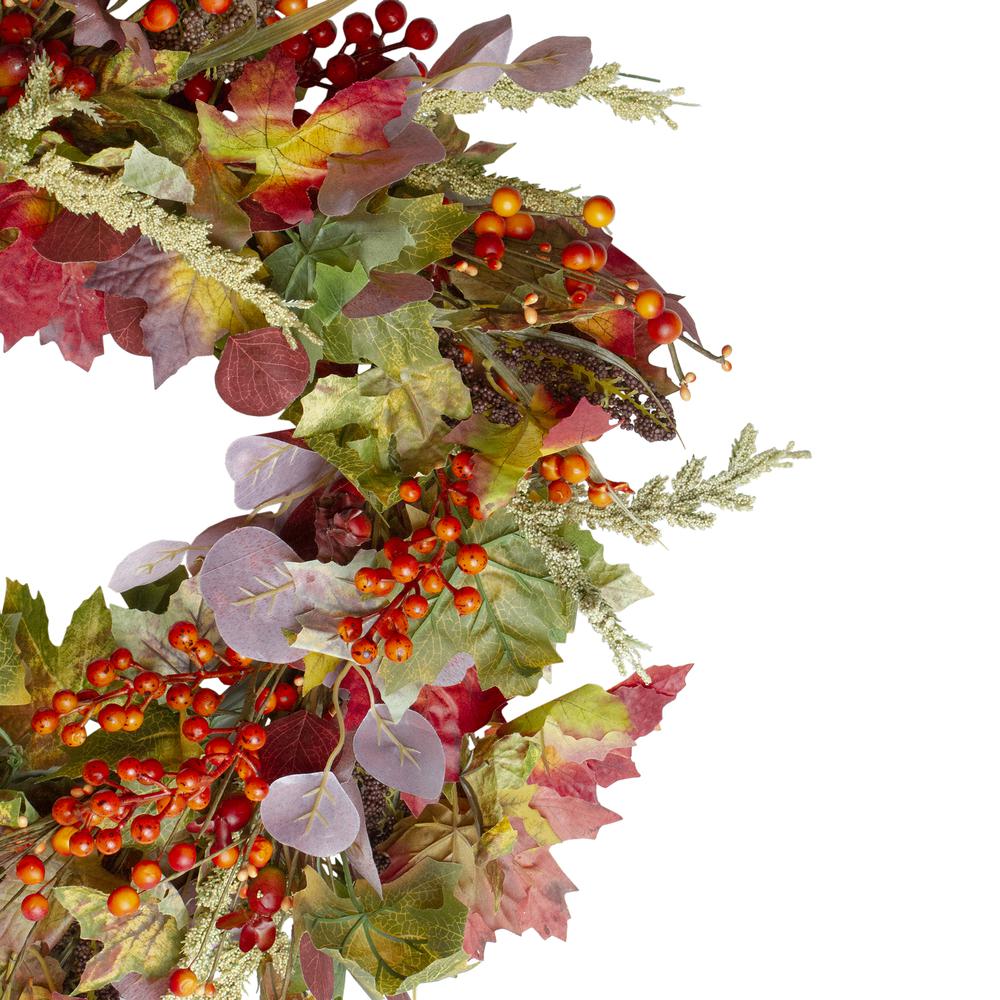Leaves and Berries Artificial Fall Harvest Wreath - 20-Inch  Unlit. Picture 3