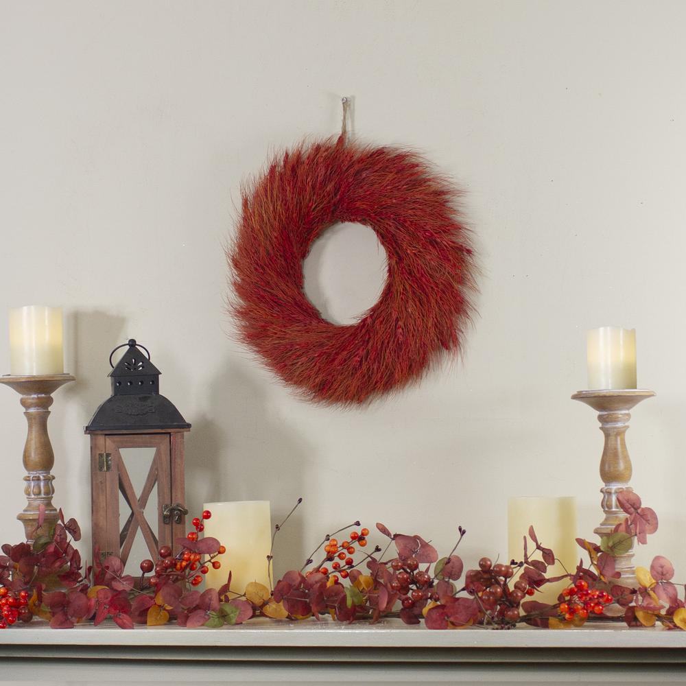 Red and Orange Ears of Wheat Fall Harvest Wreath - 12-Inch  Unlit. Picture 4