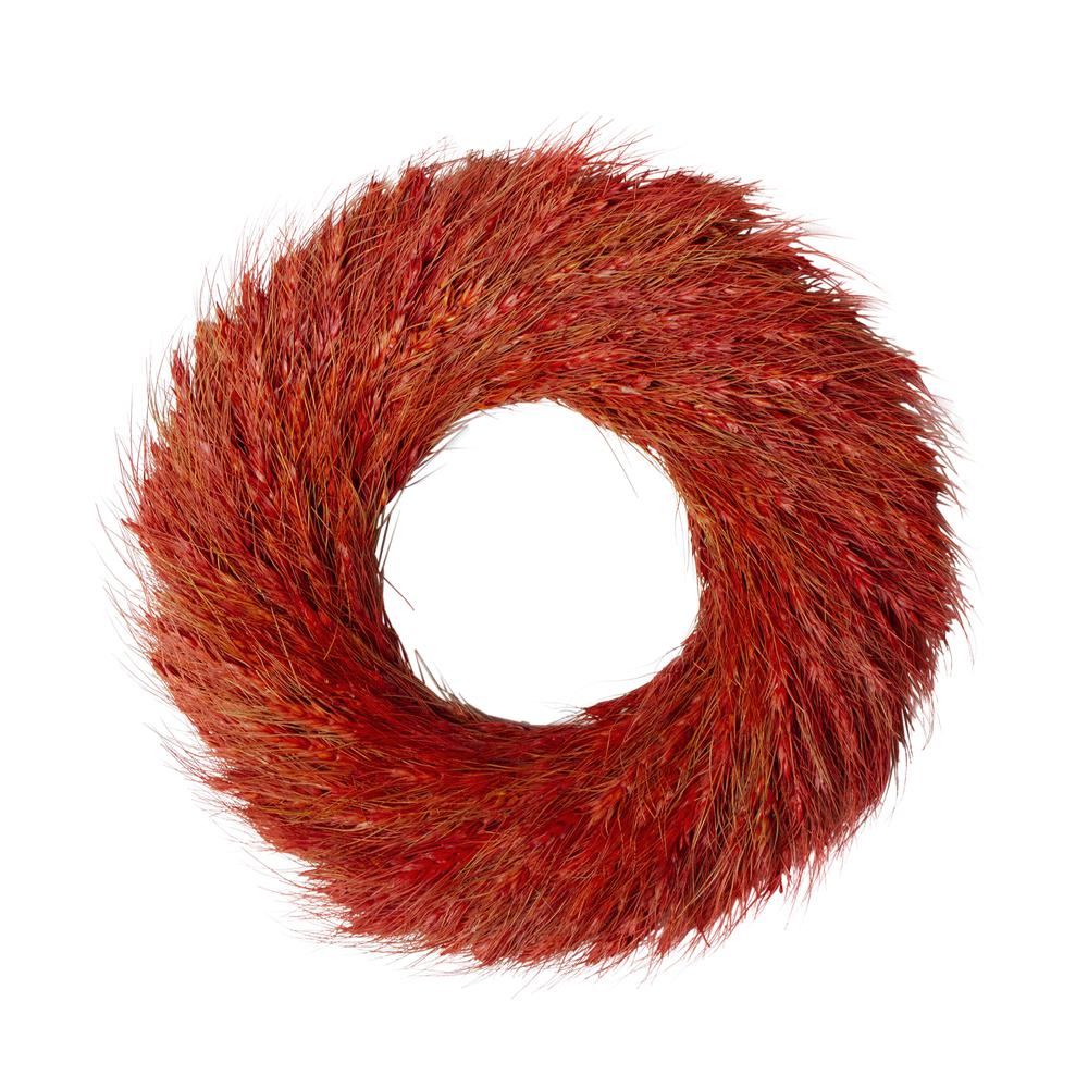 Red and Orange Ears of Wheat Fall Harvest Wreath - 12-Inch  Unlit. Picture 1