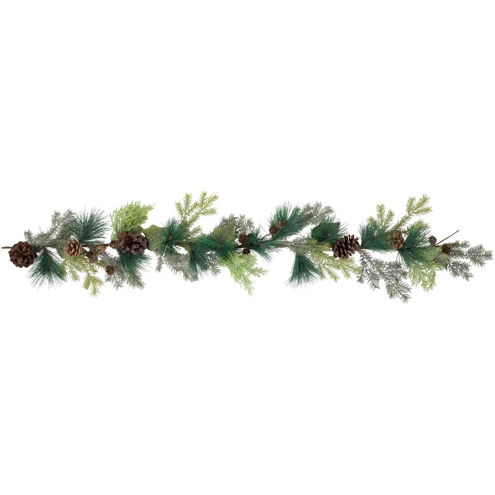 5' x 6" Pine Cone and Cedar Artificial Christmas Garland  Unlit. Picture 1