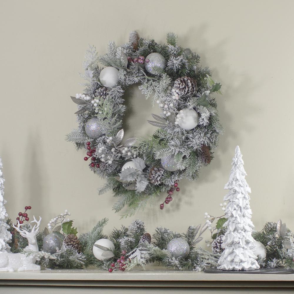 Frosted Cedar and Berries Artificial Christmas Wreath - 24-Inch  Unlit. Picture 2