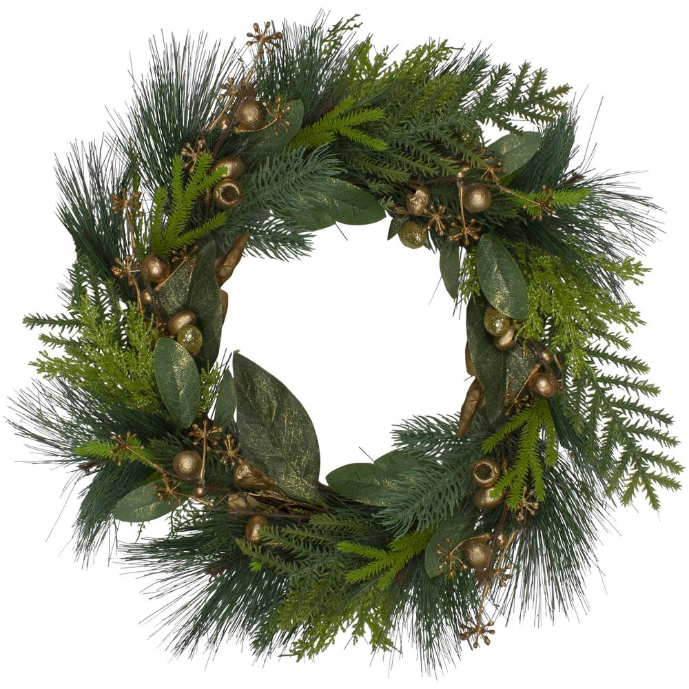 Leaves  Berry and Cedar Artificial Christmas Wreath - 20-Inch  Unlit. Picture 1