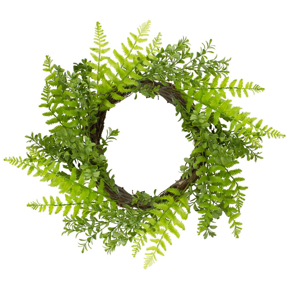Fern Leaf Artificial Springtime Wreath  Green - 18-Inch. Picture 1