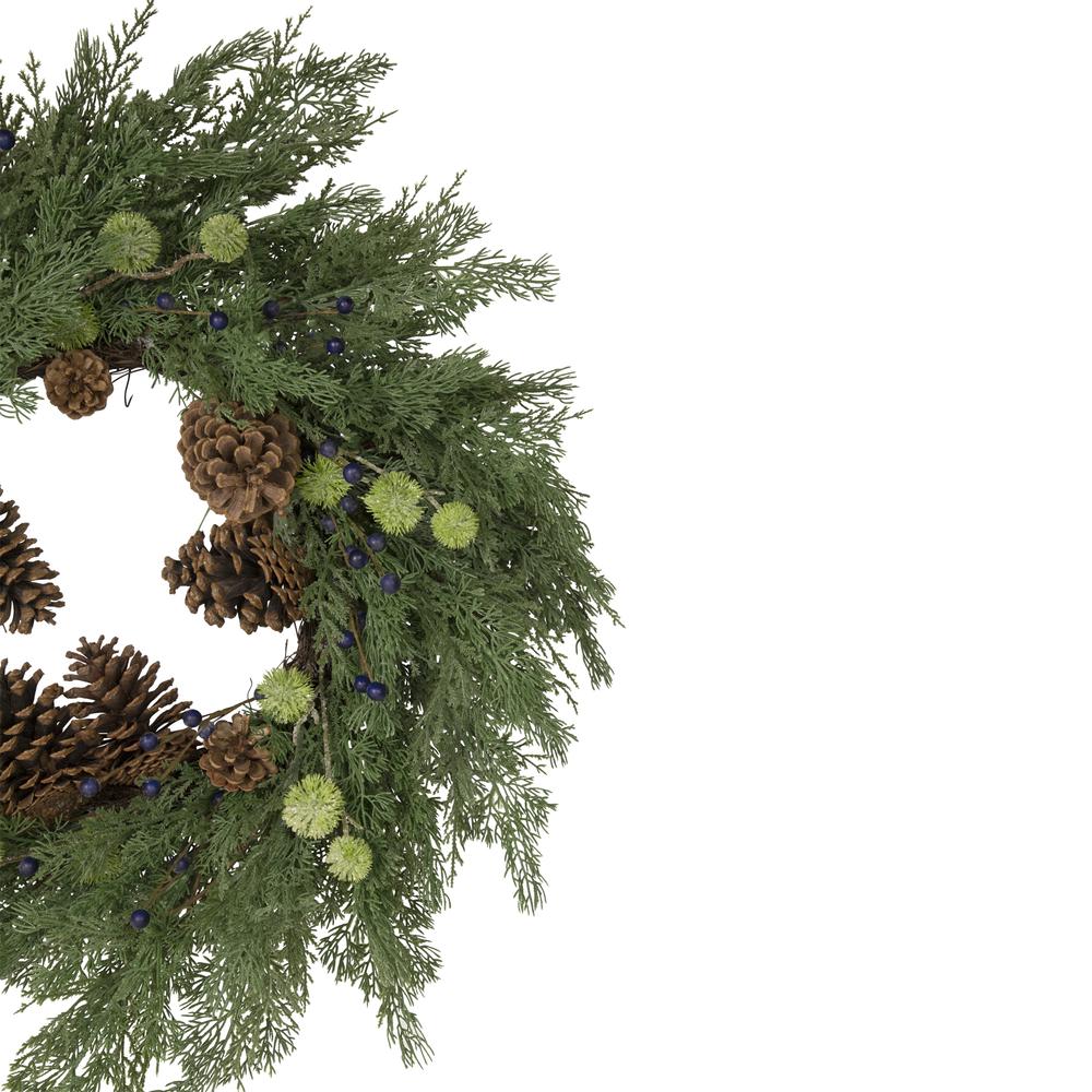 Pinecones and Blueberries Artificial Christmas Wreath  28-Inch  Unlit. Picture 4
