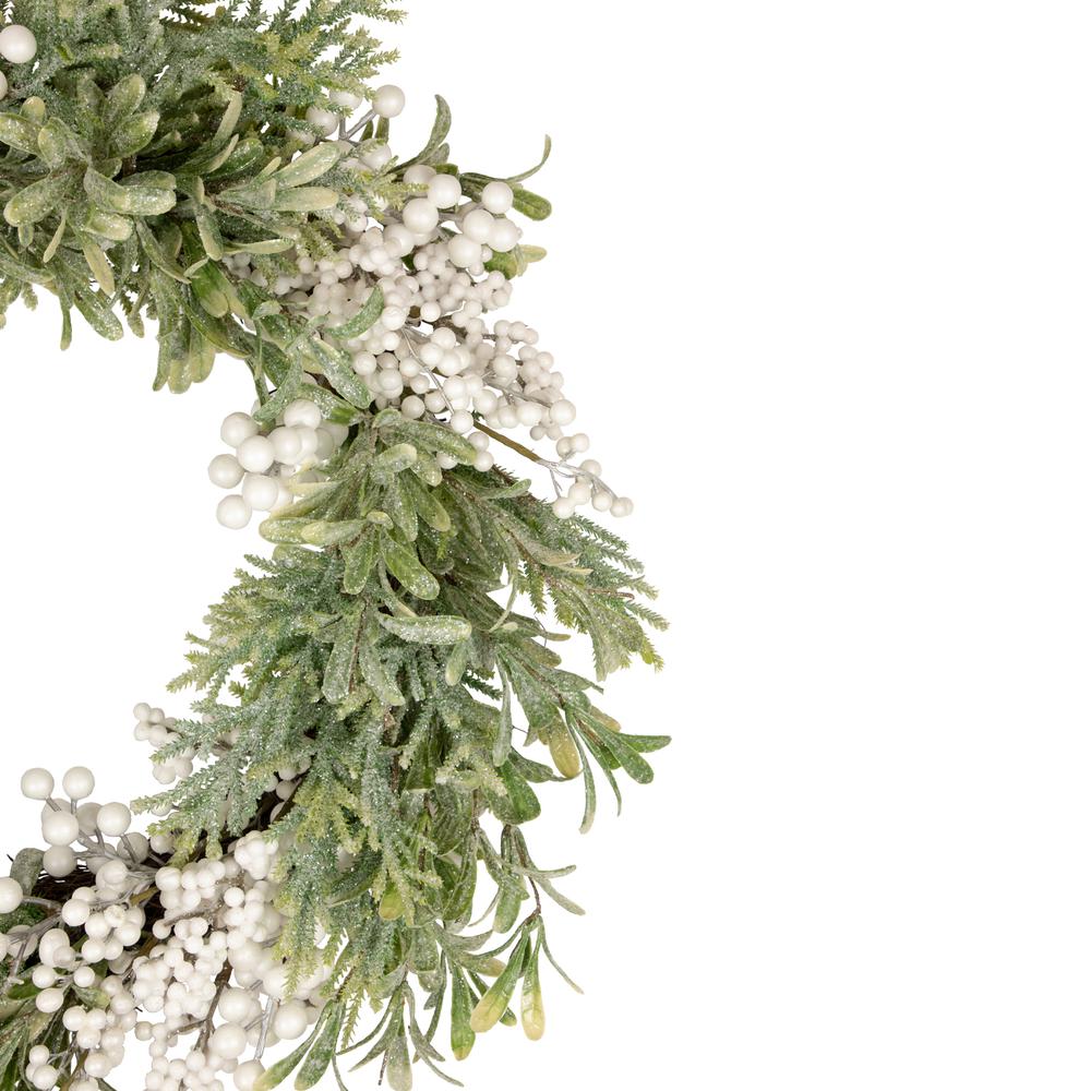 White Berry and Frosted Pine Christmas Wreath  28-Inch  Unlit. Picture 4