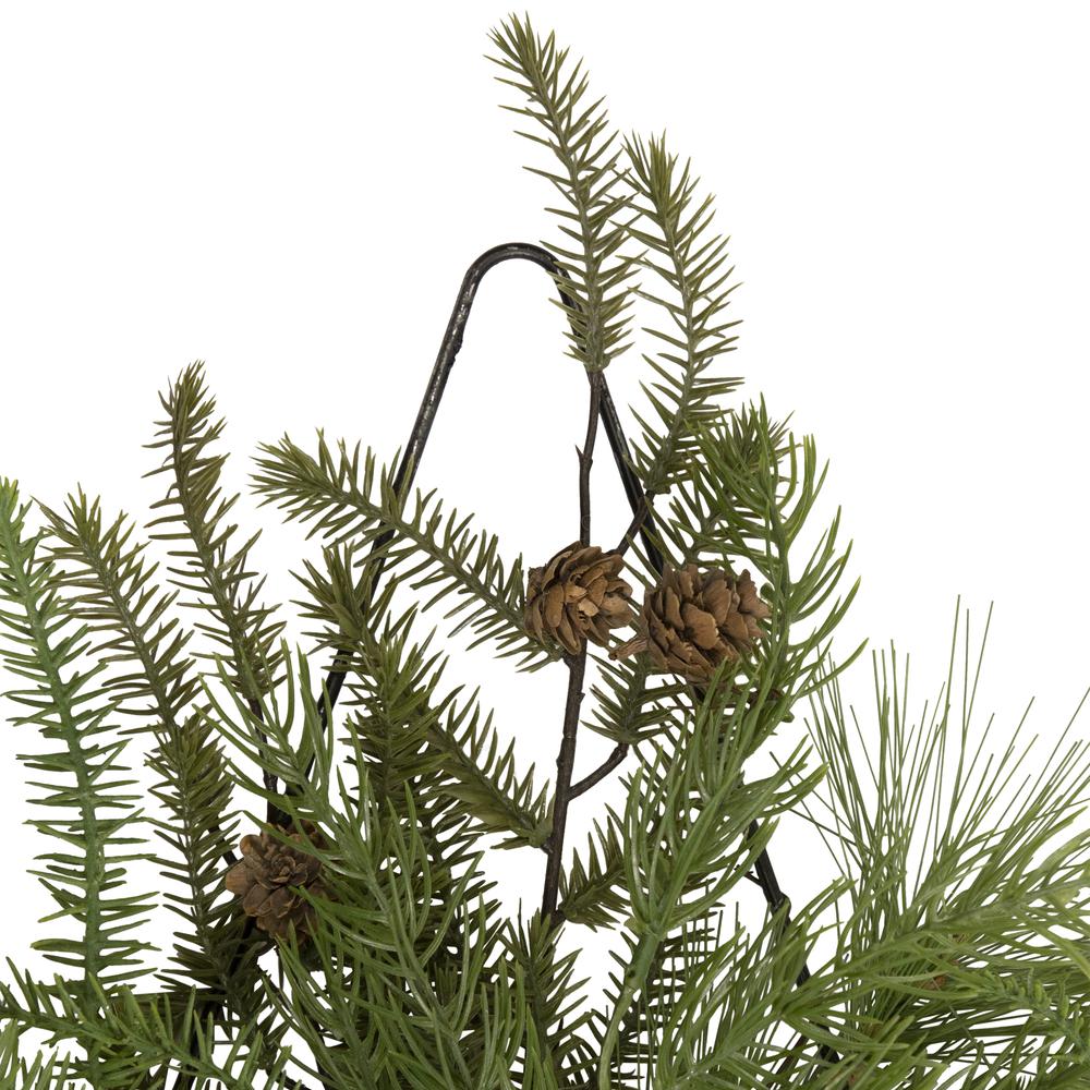 21" Pine Christmas Tree Wall Hanging Decoration with Pinecones. Picture 3
