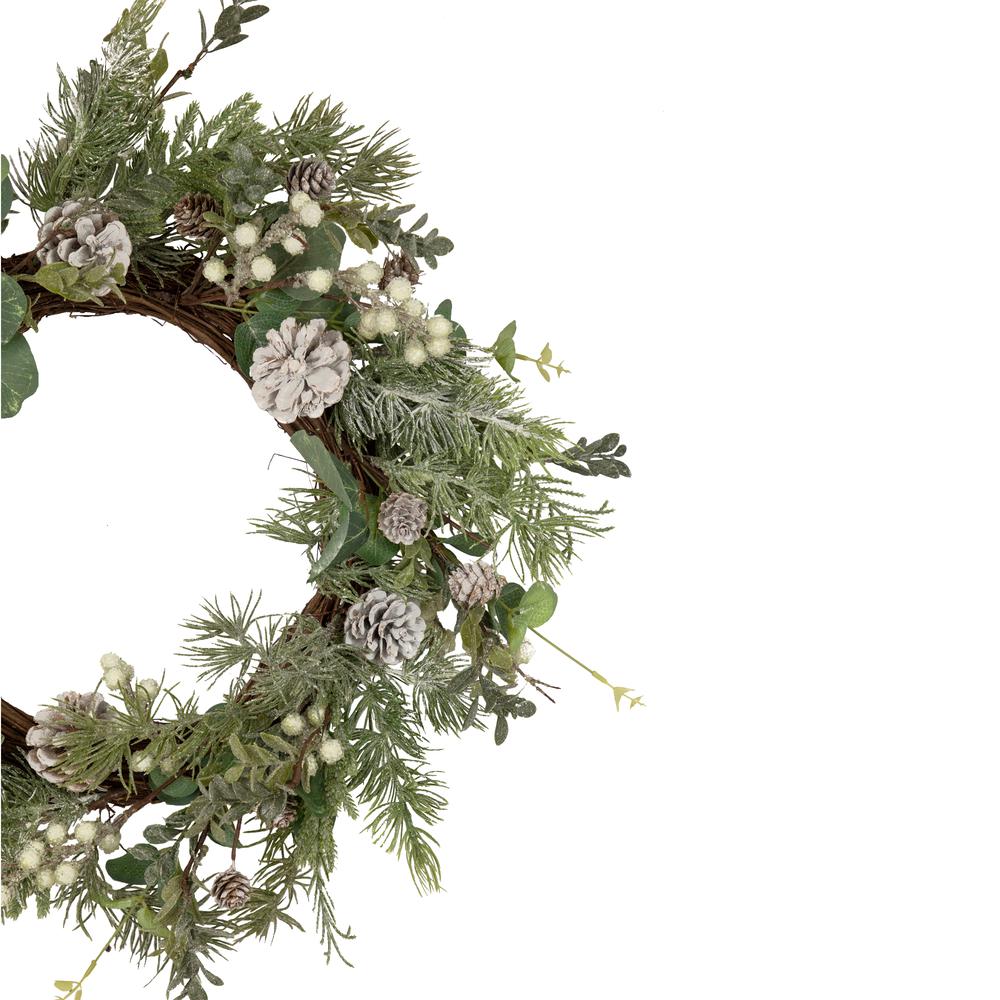 White Berry  Eucalyptus and Pinecone Christmas Wreath  20-Inch  Unlit. Picture 4