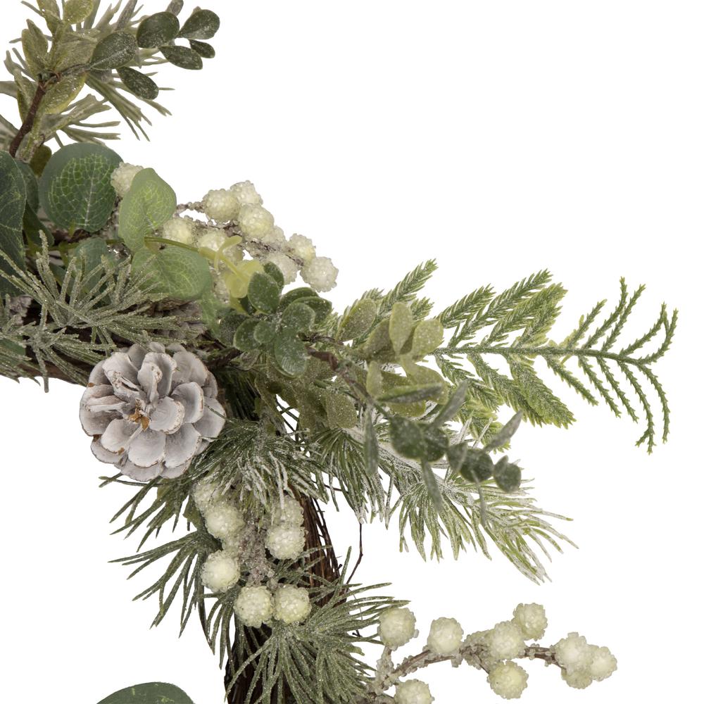 White Berry  Eucalyptus and Pinecone Christmas Wreath  20-Inch  Unlit. Picture 3
