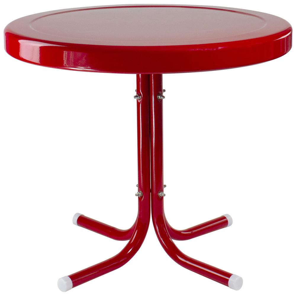 22" Outdoor Retro Tulip Side Table  Red. Picture 1