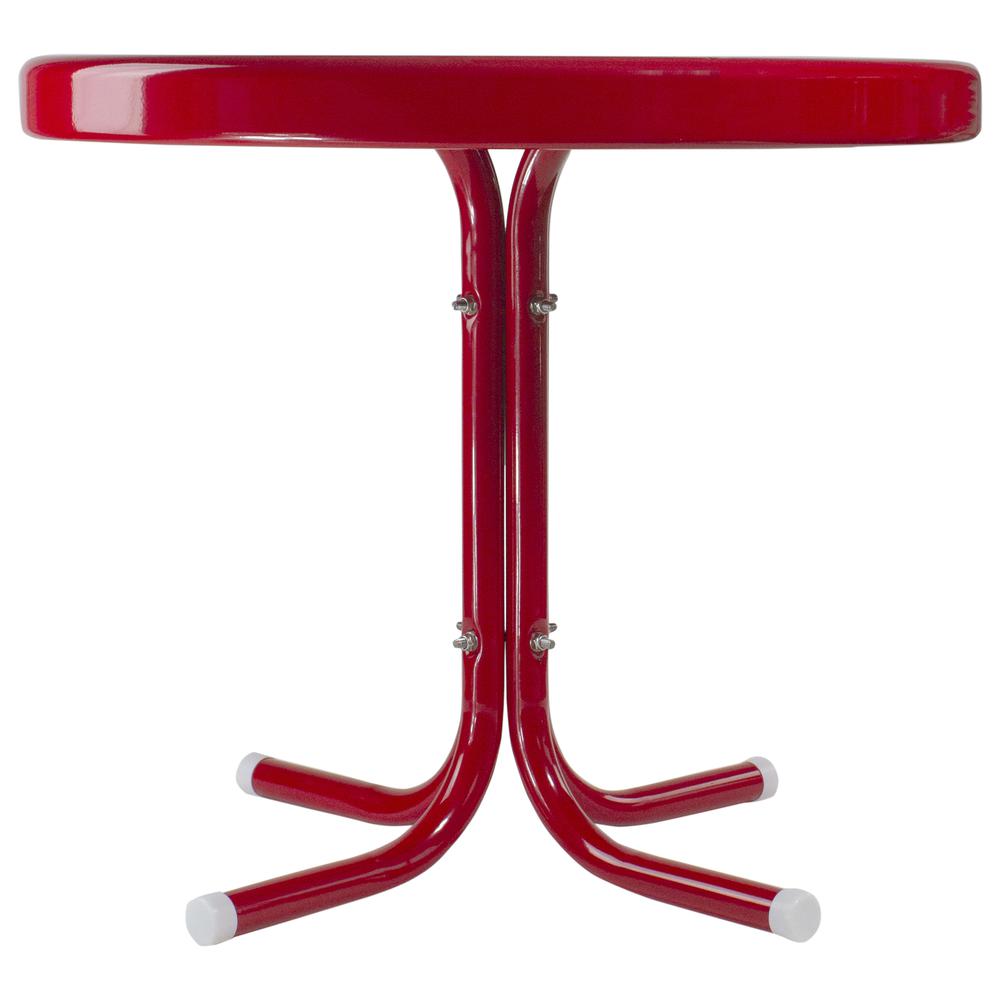 22" Outdoor Retro Tulip Side Table  Red. Picture 3