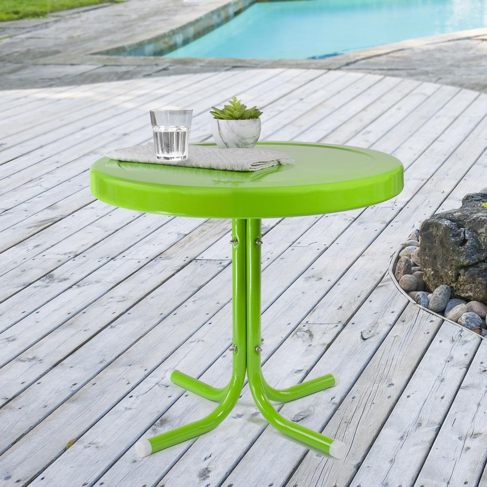 22" Outdoor Retro Tulip Side Table  Lime Green. Picture 2