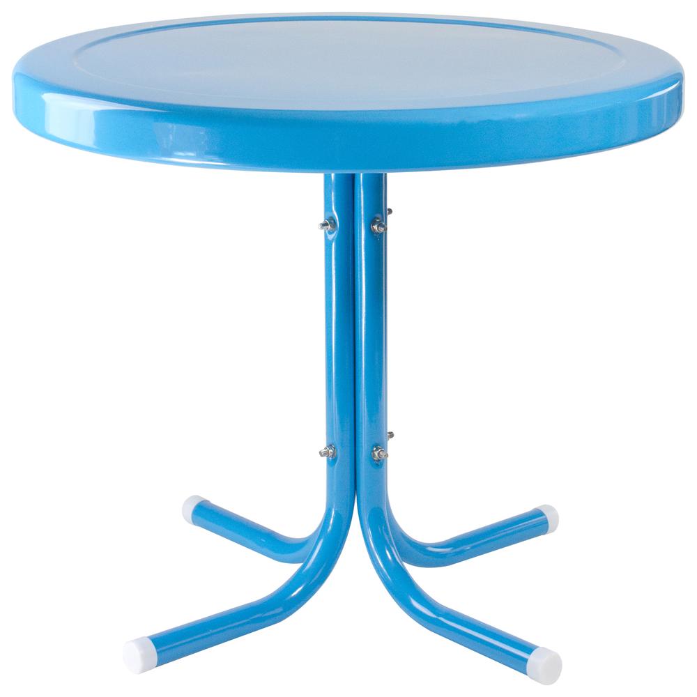 22" Outdoor Retro Tulip Side Table  Turquoise Blue. Picture 1