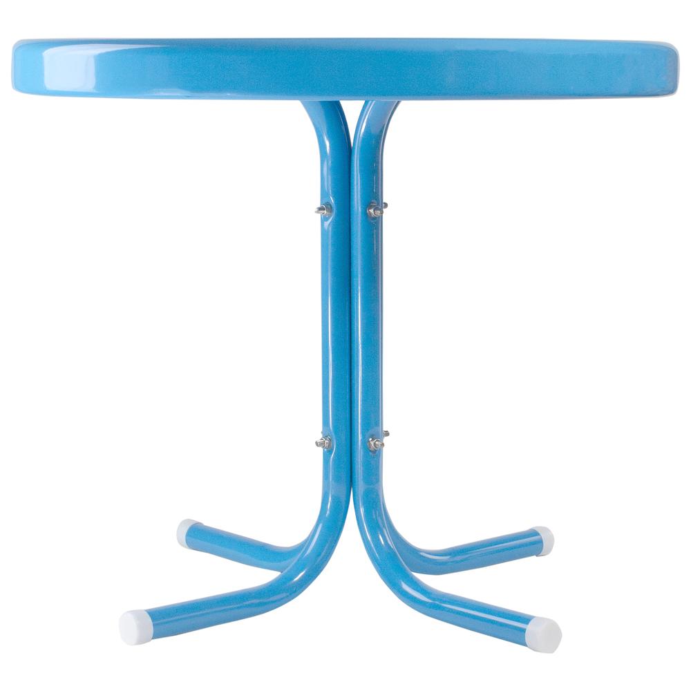 22" Outdoor Retro Tulip Side Table  Turquoise Blue. Picture 3