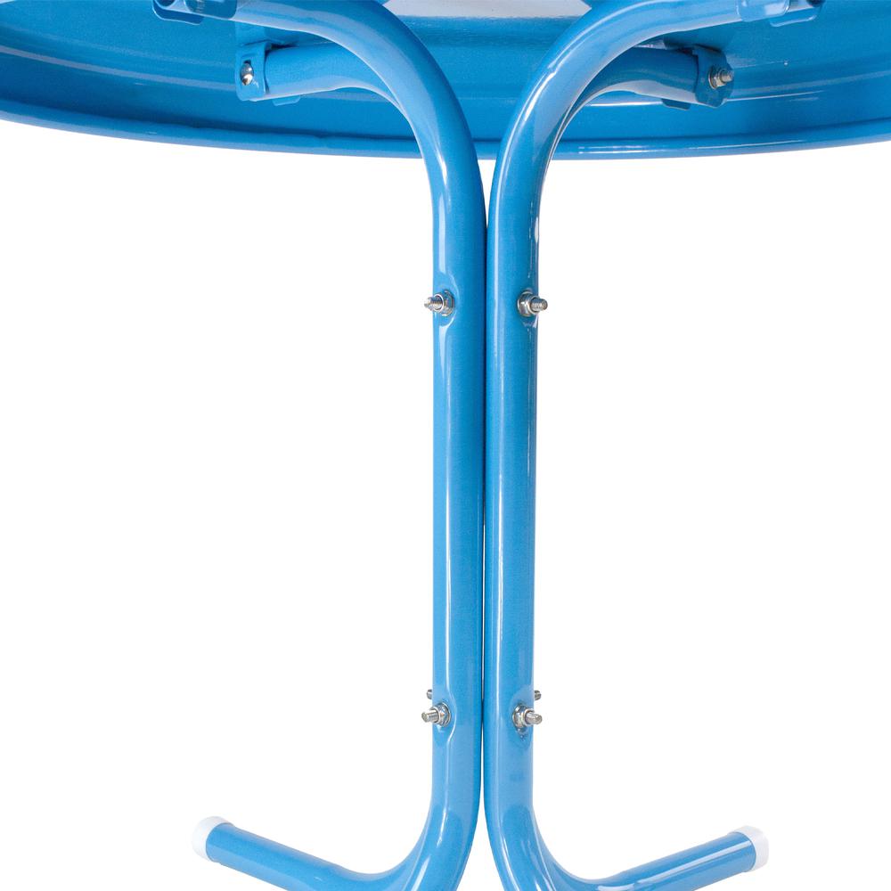 22" Outdoor Retro Tulip Side Table  Turquoise Blue. Picture 4